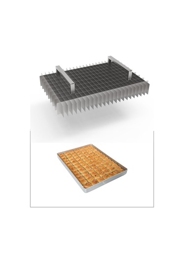 Baklava Dilimleme Bıçağı Paslanmaz Çelik Baklava Dilimi İz Çıkarma Bıçağı, 49x69 Tepsi 10x25 Dilim Gümüş