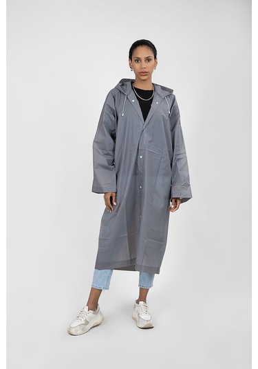 Polo55.sport.1855 Gri Kapüşonlu Çıtçıtlı Yağmurluk Ve Rüzgarlık Gri