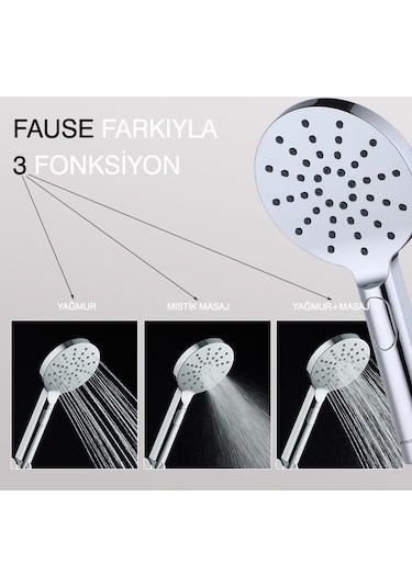 Fause El Duş Başlığı 3 Fonksiyonlu Oval Ke121 Krom