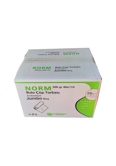 Norm Çöp Torbası - 2 Kat - Siyah - 500 Gr. - 80x110 Cm. - Koli