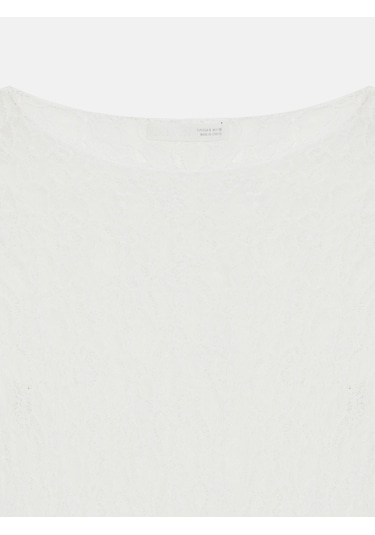 Dilvin 32764 Kayık Yaka Dantel Top-ekru