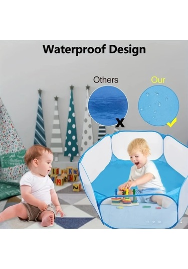 Elmpaly Mavi Katlanır Nefes Alabilir Küçük Evcil Hayvan Taşınabilir Oyun Parkı