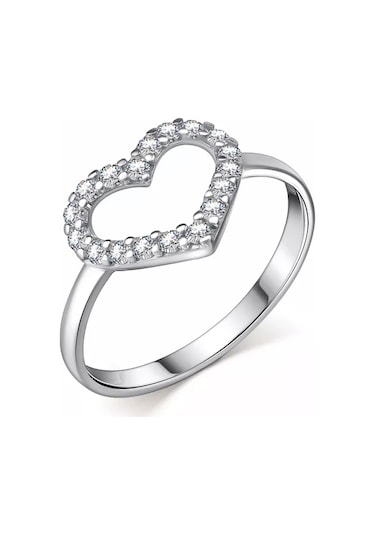 Gold Plaza Jewelry 925 Gümüş Kalpli Mücevher Yüzüğü 200581342 Gri