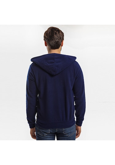 Slazenger SAMSON IN Erkek Fermuarlı Kapüşonlu Cepli Lacivert Polar