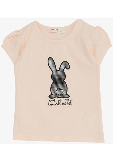 Breeze Kız Çocuk Etekli Takım Şirin Tavşancık Baskılı 3-8 Yaş, Pudra-pudra Pudra