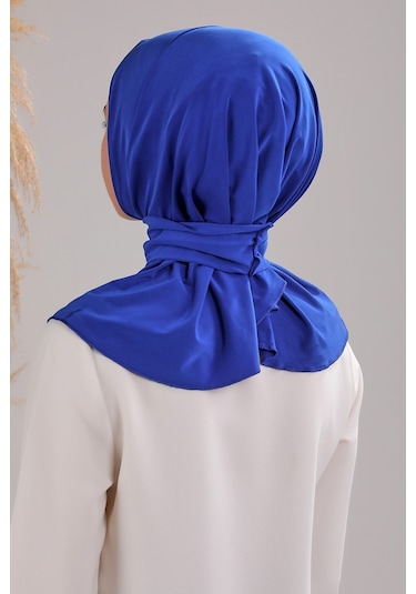 Kadın Tesettür Pratik Çıtçıtlı Sandy Deniz Havuz Uyumlu Fular Hazır Bone Saks Mavisi Saks Mavisi