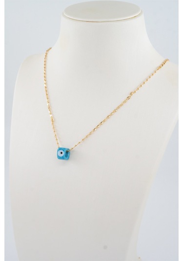 Kadın Cam Nazar Boncuklu Kolye - ALTIN Gold
