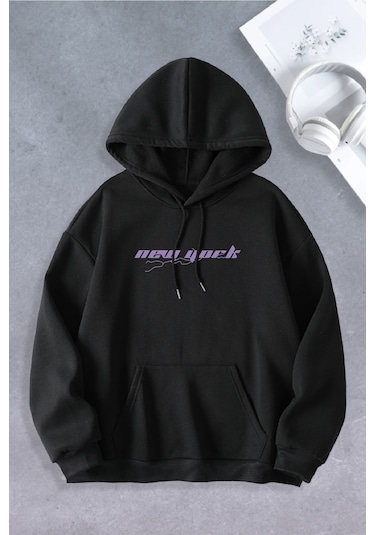 Nevermind Unisex Kadın Erkek Newyork Şimşek Modeli Oversize Sweatshirt Siyah