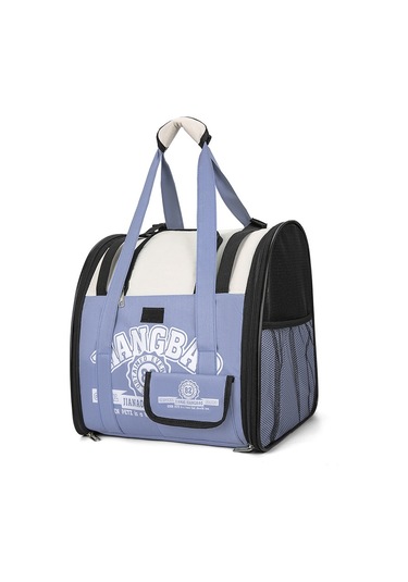Basit Kontrast Pet Sırt Çantası Uzay Kapsülü Kedi Çantası Omuz Köpek Çantası Model 5 Mavi