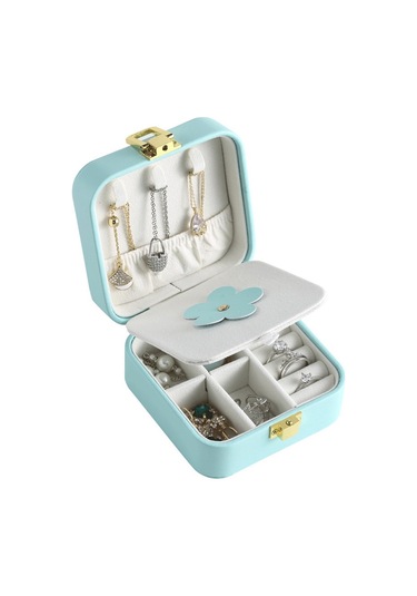 Soulader Pu Deri Kapaklı Taşınabilir Mini Mücevher Kutusu - Şık Ve Pratik Flip Top Tasarım, Genç Kızlar İçin Zarif Aksesuar Saklama Kutusu, Takı Organizer Yeşil