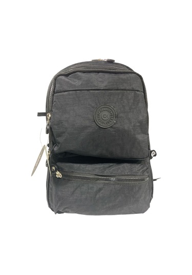 Kaliteli Su Geçirmez Astarlı Krinkıl Kumaş Unisex İki Gözlü Okul Spor Seyahat Sırt Çantası 28x38 Cm Siyah