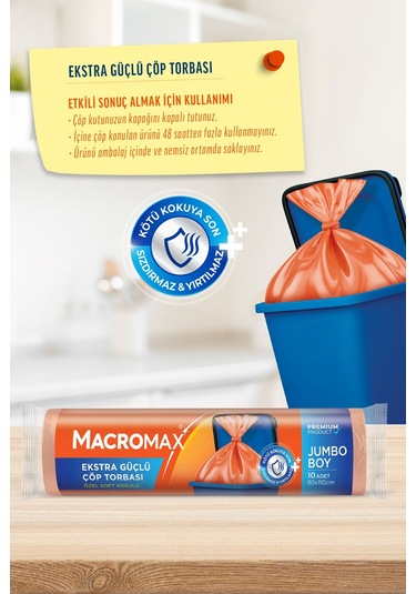Ekstra Güçlü Çöp Torbası Jumbo Boy - 10'lu X 3 Adet