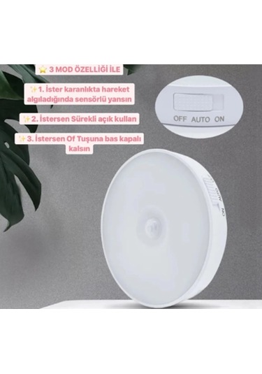 3 Adet Şarjlı Karanlık-Hareket Sensörlü 8 Led Aydınlatma Günışığı