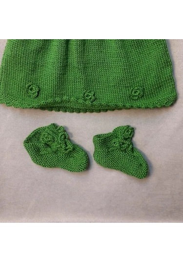 Uretti - Talia 8659 - El Örgüsü Kız Çocuk Elbise - Bandana - Patik Üçlü Takım - 2 Yaş Yeşil Uretti - Talia 8659 - El Örgüsü Kız Çocuk Elbise - Bandana - Patik Üçlü Takım - 2 Yaş Yeşil