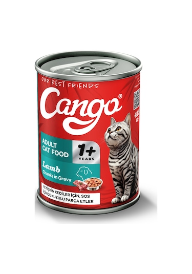 Cango Yetişkin Yaş Kedi Maması Kuzu Etli 415gr 12li