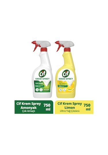 Cif Krem Sprey Ultra Yağ Çözücü 750 ML + Cif Krem Sprey 750 ML