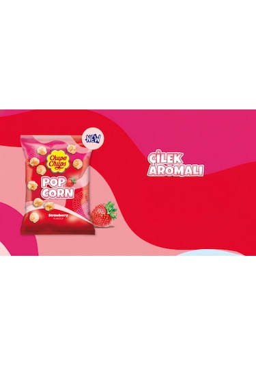 Chupa Chups Pop Corn Strawberry - Çilek Aromalı Patlamış Mısır 90 Gr
