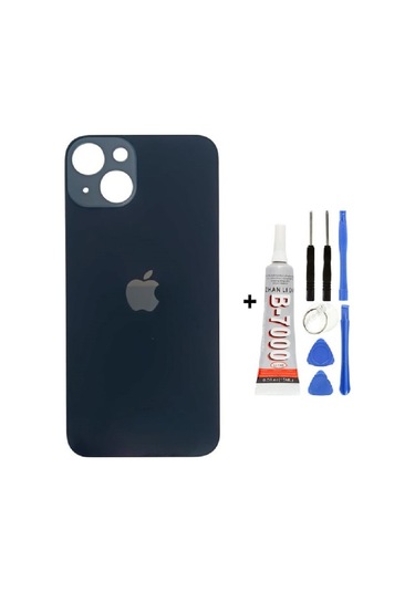 iPhone Uyumlu, Uyumlu, 13 Arka Kapak Cam +yapıştırıcı B700 + Tamir Seti Gece Yarısı Gece Yarısı