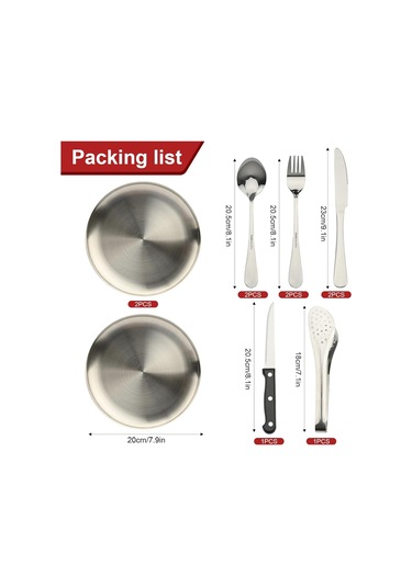 Kişilik Kamp Çatal Bıçak Takımı, Piknik Çatal Bıçak Takımı 10 Parça Kılıflı Kaşık Çatal Bıçak Klips Plaka, Paslanmaz Çelik Kamp Sofra Takımı Diğer
