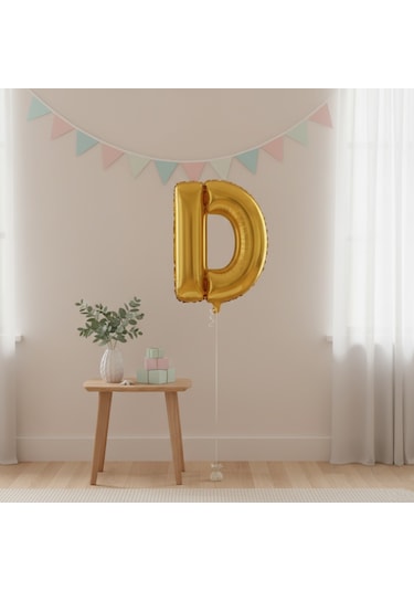 Runaway Altın D Harf Balon 1 Metre Parti Dekoru Çok Renkli