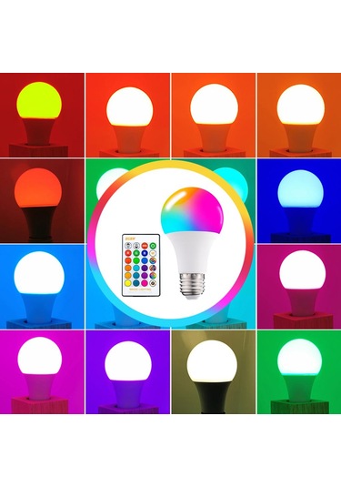 Homyl E26 E27 Rgb Led Ampul Ev Partisi Için 16 Renk Değişimi 60x120mm-5w