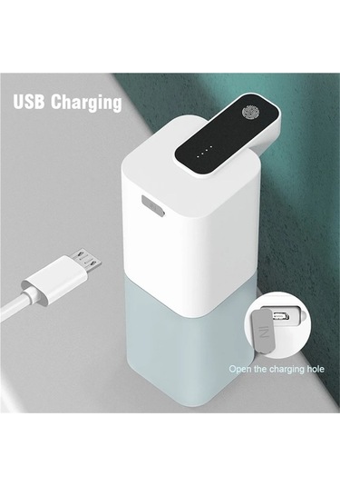 Ulzyvf Otomatik Endüktif Köpük Sabunluk Usb Şarjlı Beyaz El Yıkama Aparatı Beyaz