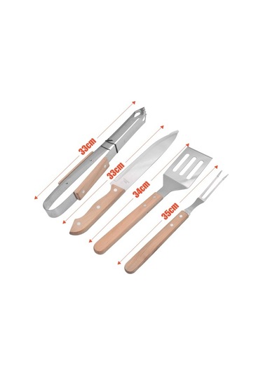 Besthome1 304 Paslanmaz Çelik Saplı 4'lü Barbekü Alet Seti: Bıçak, Çatal, Palet, Pençe - Taşınabilir Kutu İle Evde Ve Dışarda Y Çok Renkli