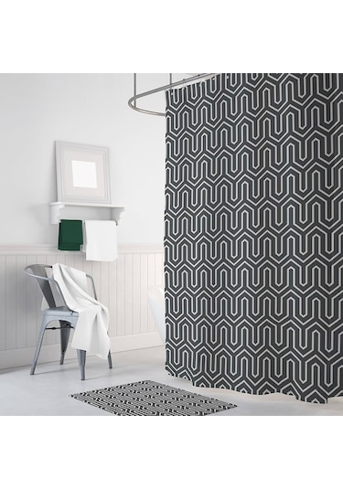 Tropik Banyo Duş Perdesi Çift Kanat 2 x 110 x 200 CM Siyah