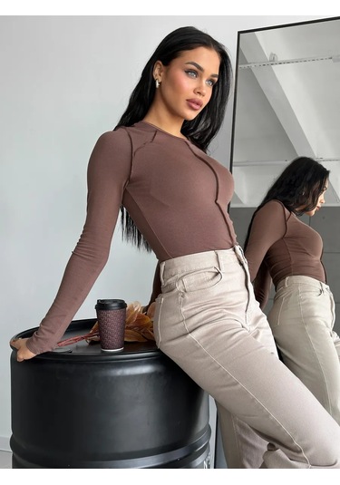 Innstyle Dar Kesim Uzun Kollu Bluz 482598031 Mocha