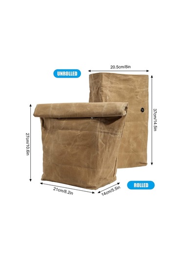 Cbtx Su Geçirmez Mumlu Kanvas Yalıtımlı Çanta Alüminyum Folyo Yeniden Kullanılabilir Öğle Yemeği Termal Çanta Kahverengi