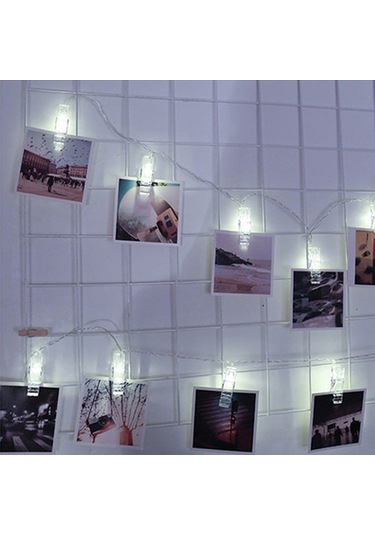 Ximistore9 Led Foto Klip Işık Zinciri 10 Led Pil Kutu Iç Mekan Bayram Dekorasyonu Noel Ağacı Aydınlatması Beyaz
