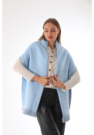 Çift Taraflı Yumuşak Dokulu Bebe Mavisi Şal Atkı Bebe Mavi