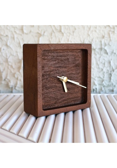 El Yapımı Kayın Ağacı Ahşap Dekoratif Kare Masa Saati