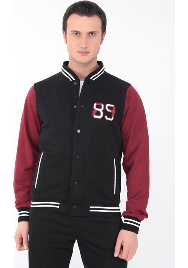 Erkek Kolej Ceket 3 Iplik Içi Fileli Kolej Ceket Siyah Bordo