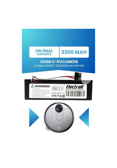 Viomi V-rvclmb21b Uyumlu Batarya 3200mah Kutulu Robot Süpürge Pili