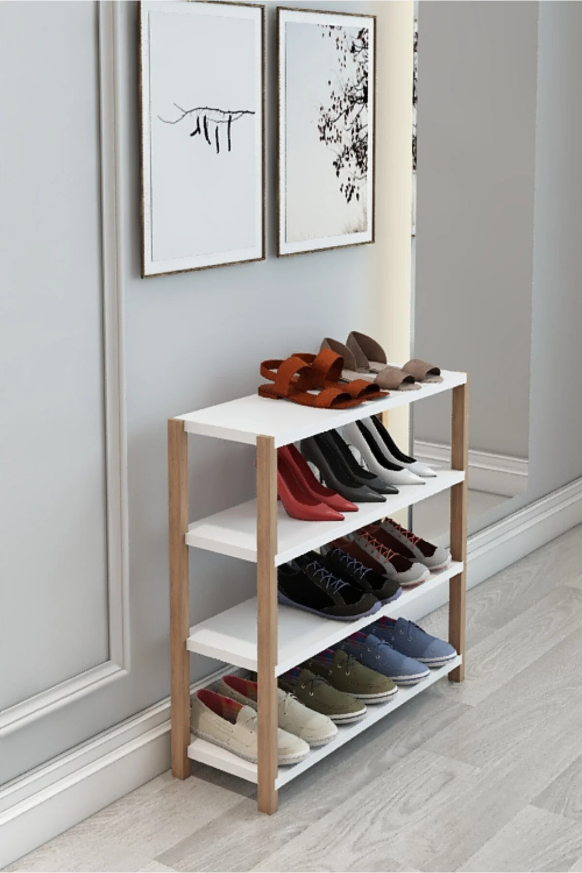 Helsa 4 Raflı Ahşap Ayakkabılık -çok Amaçlı Dekoratif Raf, Organizer - Demonte Ve Kolay Montaj Beyaz Helsa 4 Raflı Ahşap Ayakkabılık -çok Amaçlı Dekoratif Raf, Organizer - Demonte Ve Kolay Montaj Beyaz