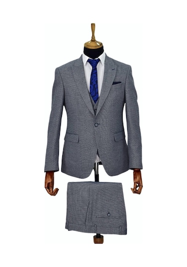 Erkek Regular Fit Yelekli Çift Yırtmaçlı Takım Elbise Bgl-St03824 001