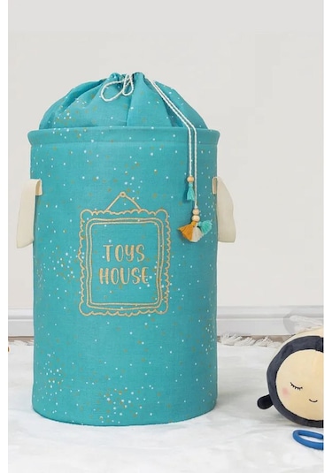 Baby Dolap İçi Düzenleyici Yuvarlak Torbalı Sepet/oyuncak Sepeti/ Mavi