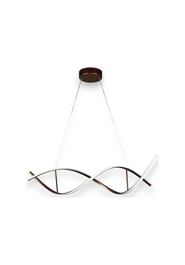 Lumora Kahverengi Modern Tasarım Beyaz Ledli Cafe - Mutfak - Salon 2 Li Led Avize Kahverengi