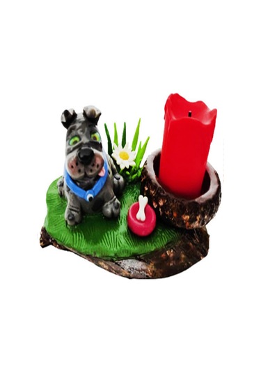 Cebeciticaret Biblo Hediyelik Dekor Köpek Fügür Ölçü 17X8 Cm Köpek Gri-17X8 Cm