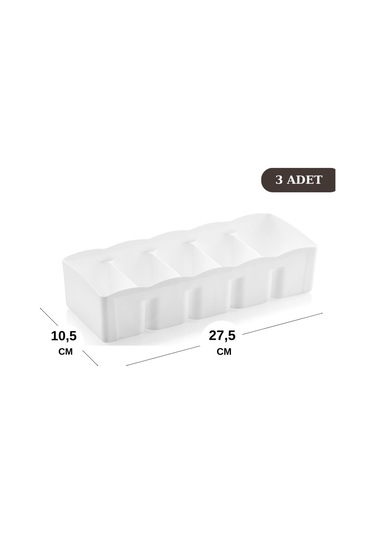 Flosoft 3’lü 5 Bölmeli Organizer Geniş Set Beyaz
