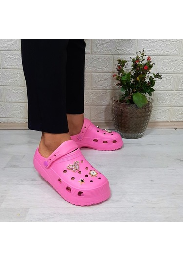 Sonimix 12901 Pembe Taşlı Kalın Tabanlı Kadın Terlik 001