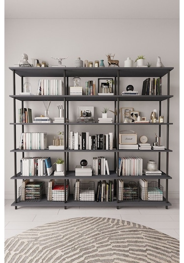 Çevir Kur 200 Cm Antrasit Kitaplık Antrasit