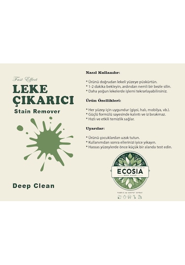 Ecosia Çok Amaçlı Ultra Güçlü Leke Çıkarıcı Sprey 500 ML