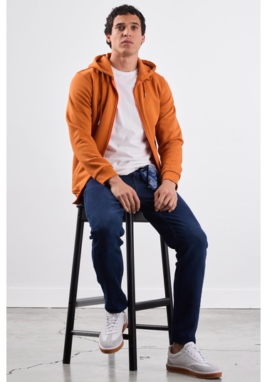 Dufy Kiremit Erkek Sweatshırt - Regular Fit Kiremit