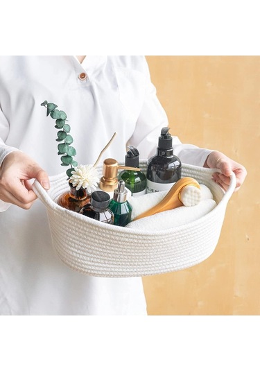 Oval Jüt Düzenleyici Sepet 30cm X 12cm Beyaz