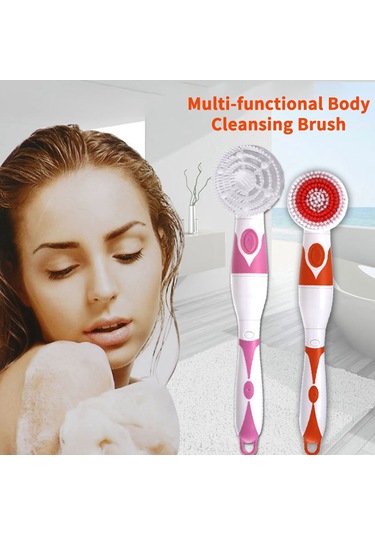 Qingmipy 4 Başlık Çok Fonksiyonlu Su Geçirmez Elektrikli Vücut Fırçası İle Masaj Ve Temizlik Çok Renkli