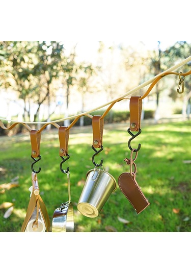 Mufunye Kamp Ve Tırmanma İçin 4'lü Dayanıklı Pu Askı: Hafif, Anti-kırılma Nylon-metal Kanca Açık Kahve Siyah