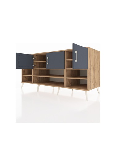 Kronos Konsol 9 Raflı 3 Kapaklı 176x59x83 Çam-antrasit/antrasit Antrasit/antrasit