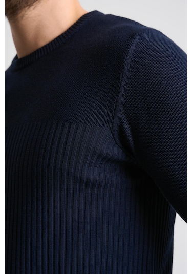 Alexandergardı Dokulu Desenli Erkek Triko Kazak Lacivert